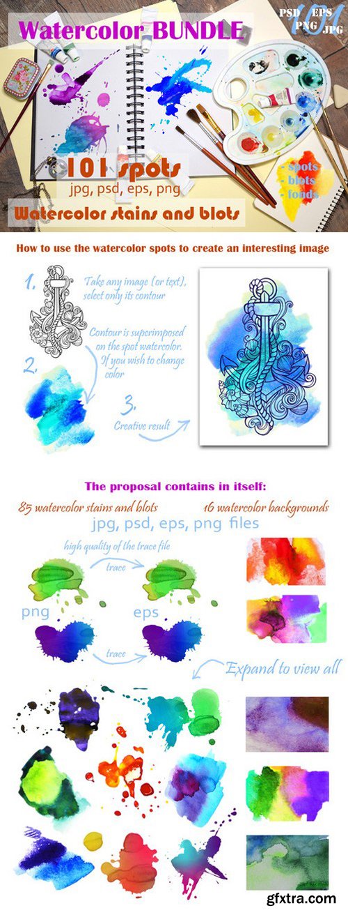 CM - Watercolor spots & backdrops BUNDLE 467554