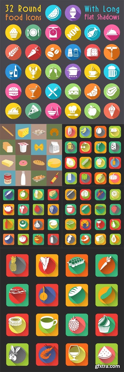 Vector Food Flat Icons Set