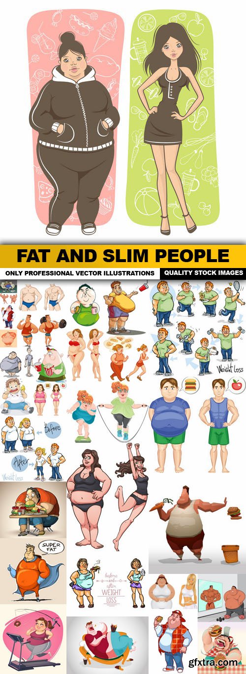 Fat And Slim People - 30 Vector