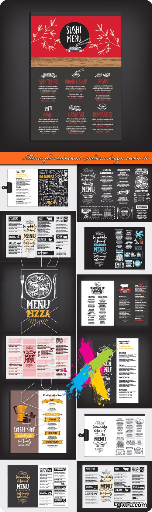 Menu for restaurant modern design vector 20