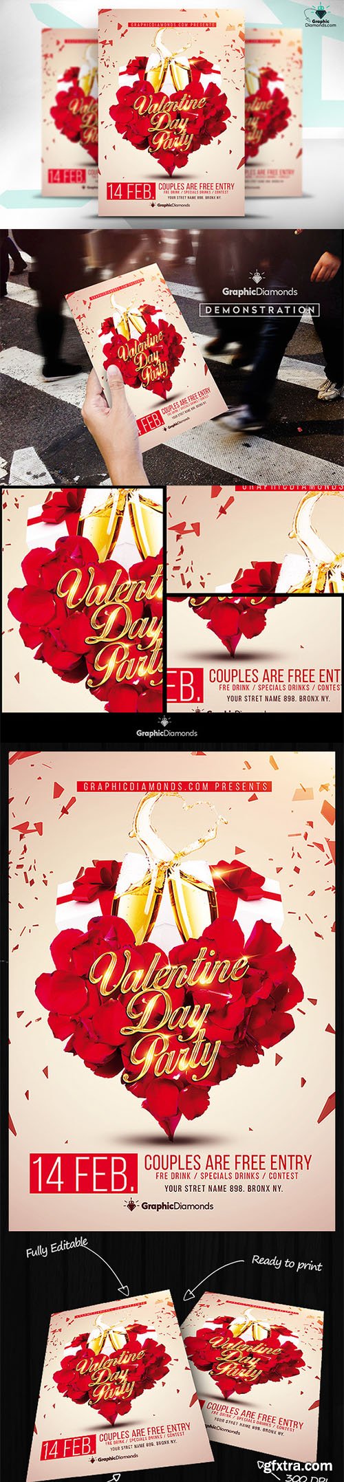 CreativeMarket - Valentine Day Flyer PSD 469151