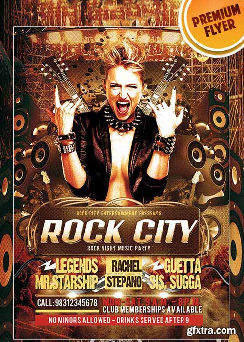 Rock City Premium Club flyer PSD Template