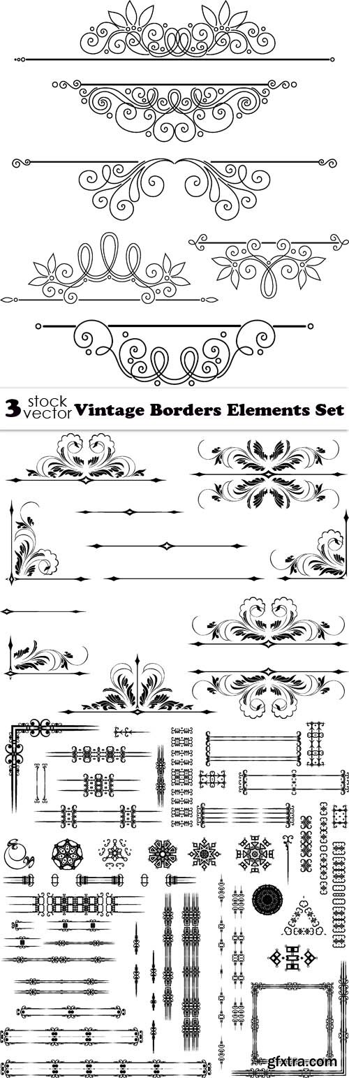 Vectors - Vintage Borders Elements Set