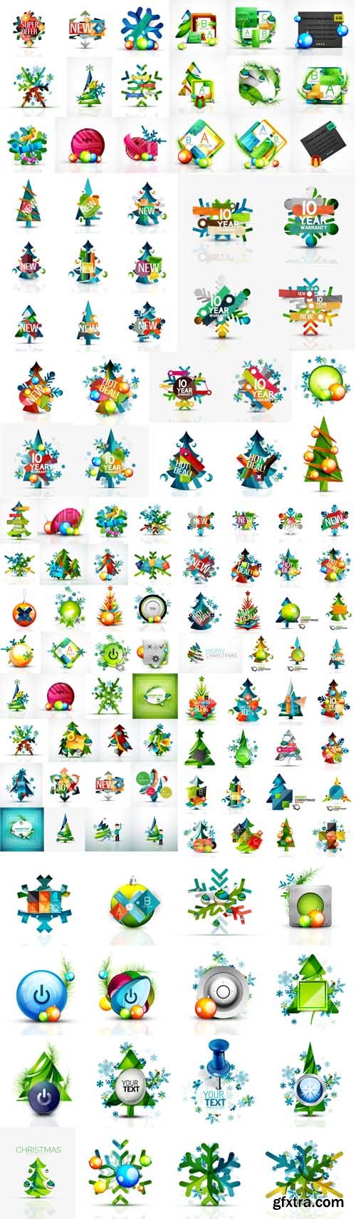 Set of Various Geometric Abstract Christmas Concepts