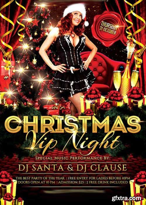 Vip Christmas Night Premium Flyer Template + Facebook Cover