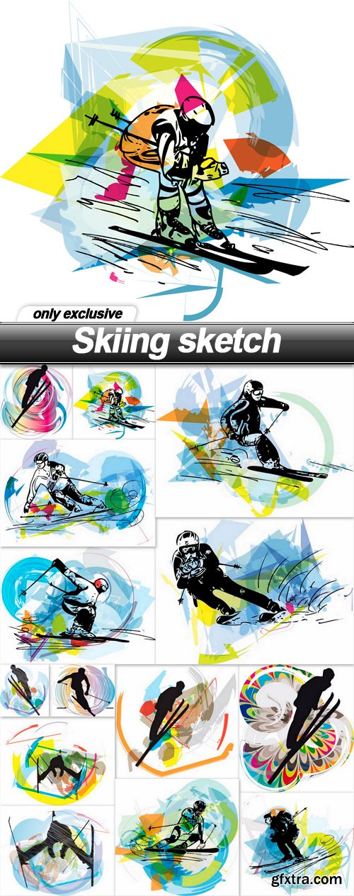 Skiing sketch - 14 EPS