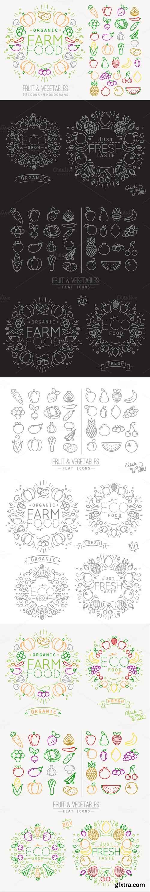 CM - Flat Fruits & Vegetables Icons 378480