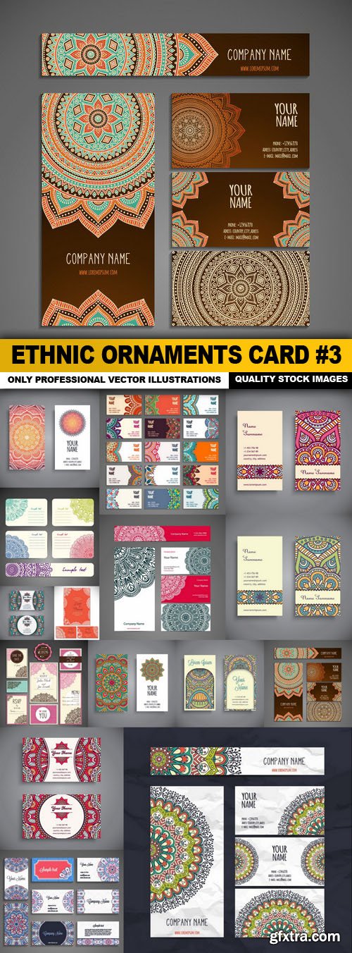 Ethnic Ornaments Card #3 - 15 Vector