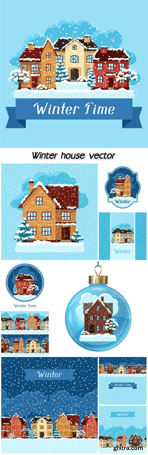 Winter house vector