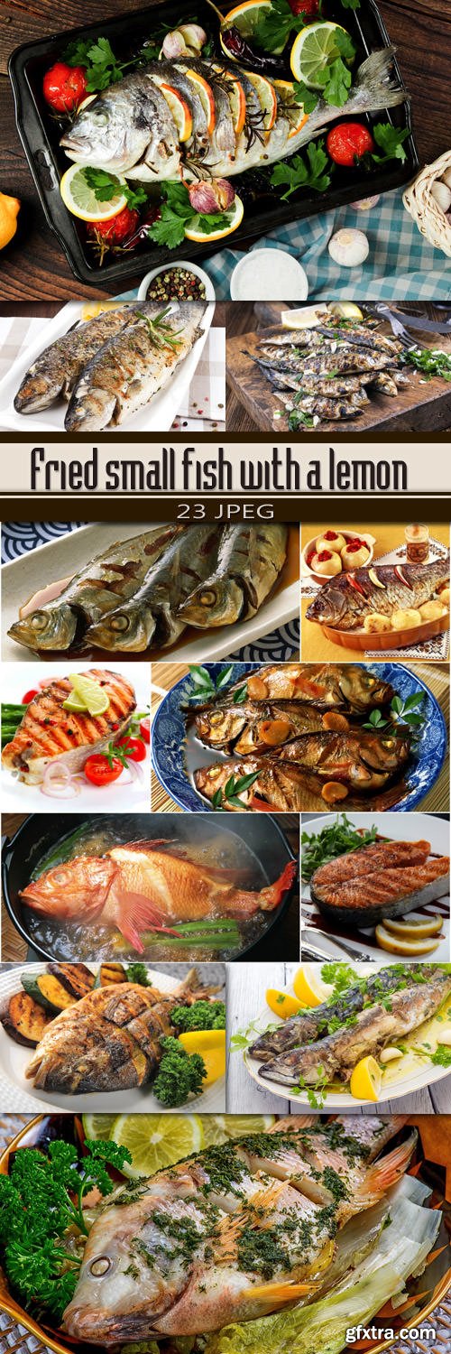 Fried small fish with a lemon