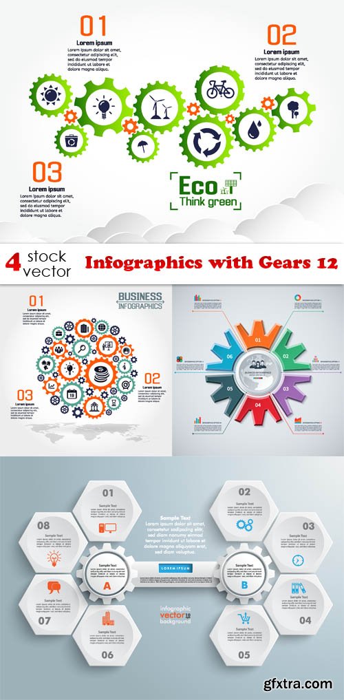 Vectors - Infographics with Gears 12