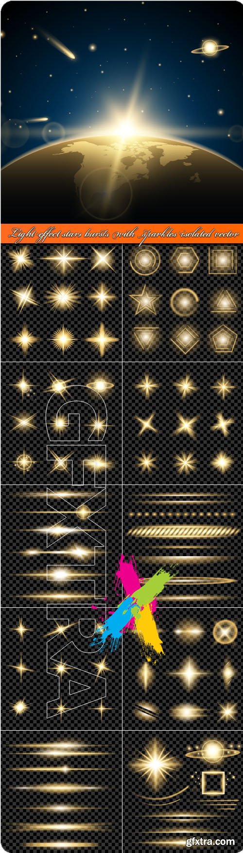 Light effect stars bursts with sparkles isolated vector