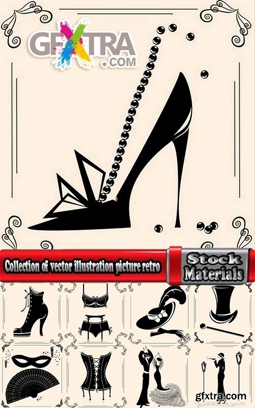 Collection of vector illustration picture retro girl male female male fashion an accessory 25 EPS