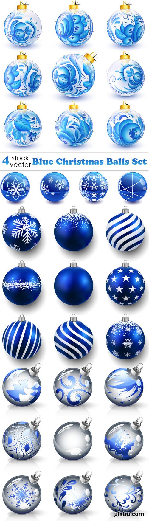 Vectors - Blue Christmas Balls Set