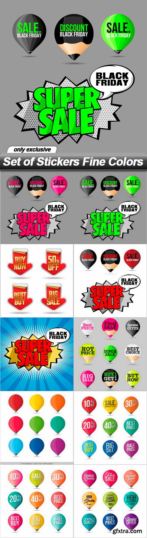 Set of Stickers Fine Colors - 10 EPS