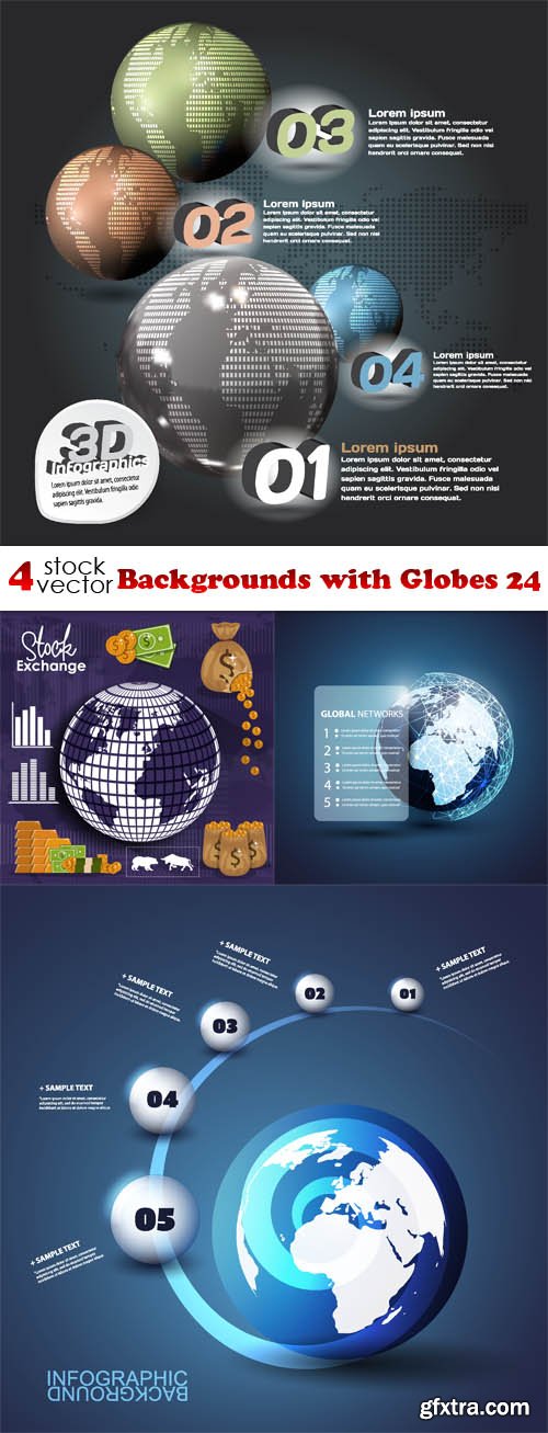 Vectors - Backgrounds with Globes 24