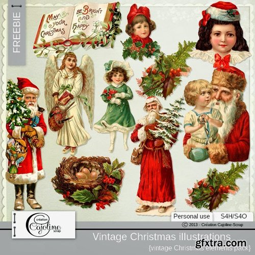 Scrap Kit - Vintage Christmas Illustrations