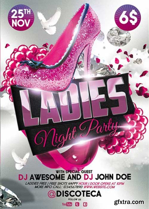 Ladies Night Premium Flyer Template + Facebook Cover