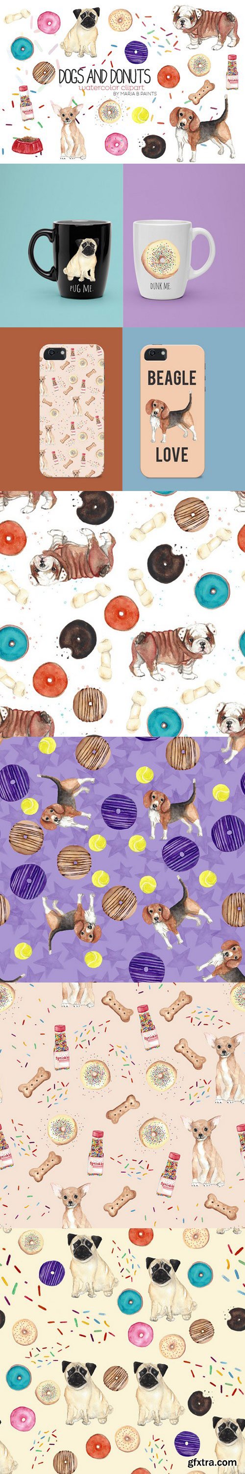 CM - Watercolor Clip Art - Dogs n Donuts 415922