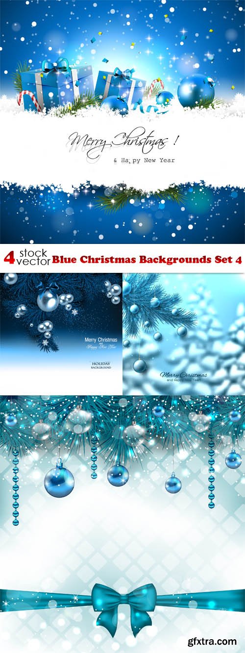 Vectors - Blue Christmas Backgrounds Set 4
