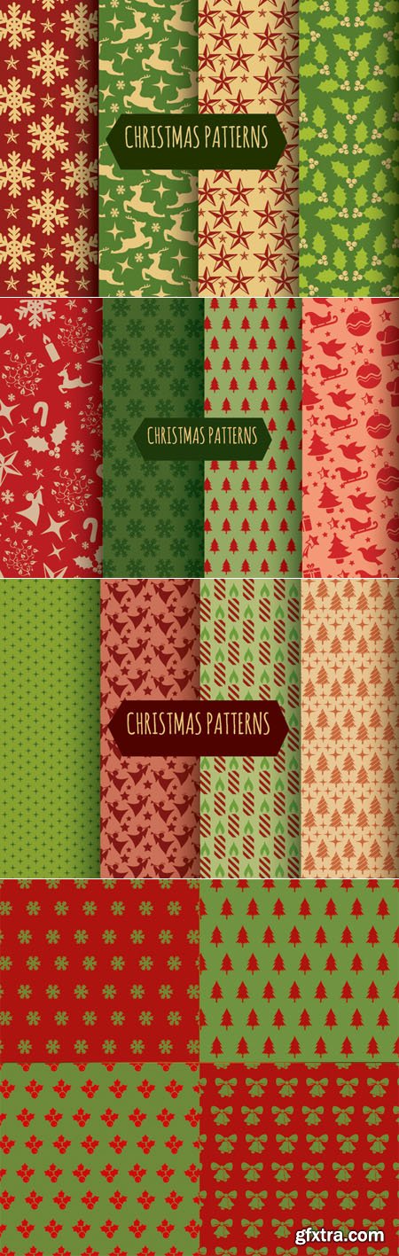 16 Christmas Seamless Patterns & Textures in Vector
