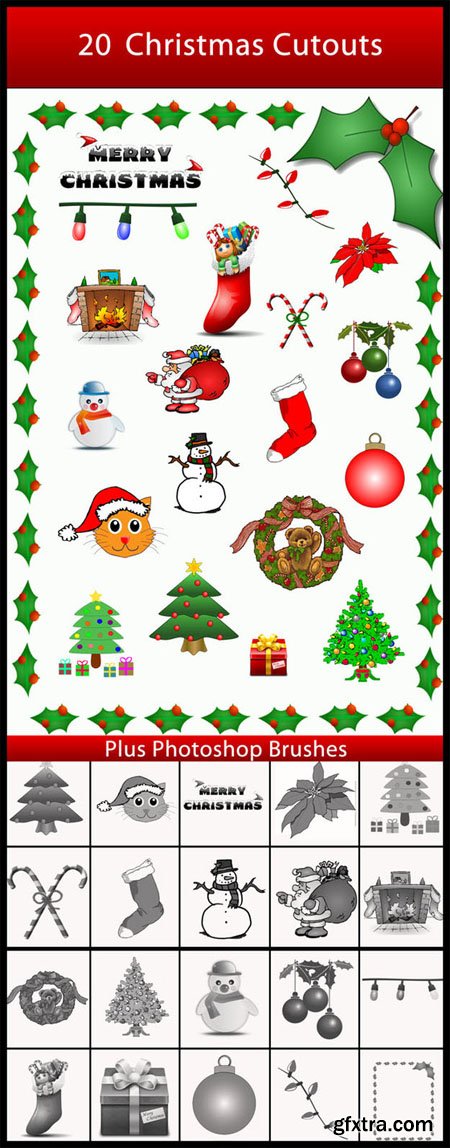 Christmas Cutouts Plus Photoshop Brushes (Re-Up)