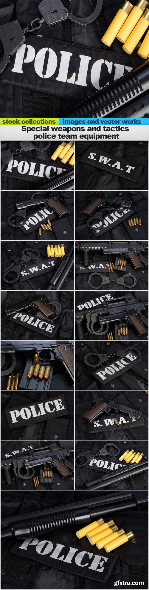 Special weapons and tactics police team equipment, 15 x UHQ JPEG