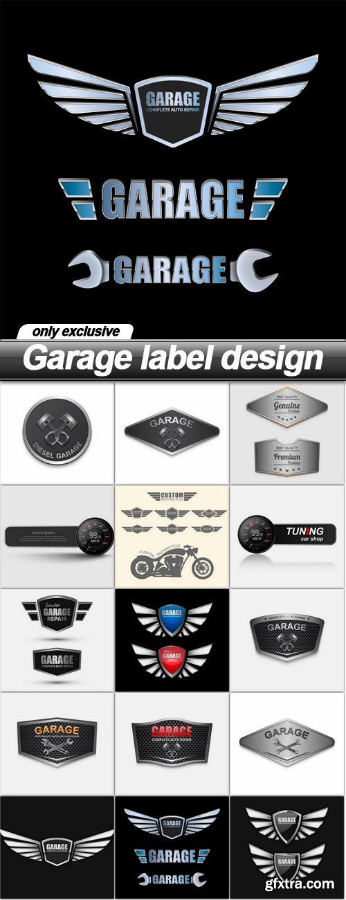 Garage label design - 15 EPS