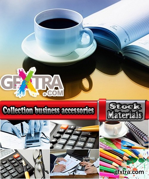Collection business accessories a calculator a pen a pencil PC a keyboard 25 HQ Jpeg