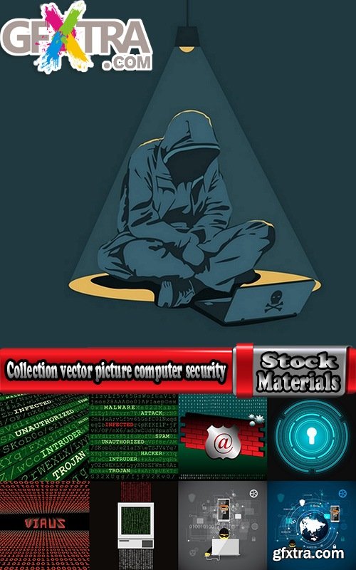 Collection vector picture computer security infographics 25 EPS