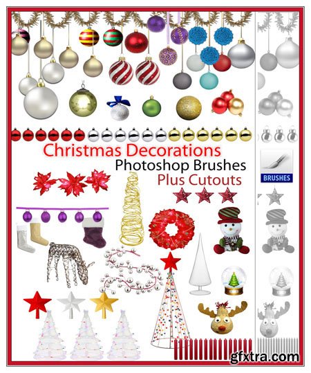 Christmas Decorations Photoshop Brushes Plus Cutouts