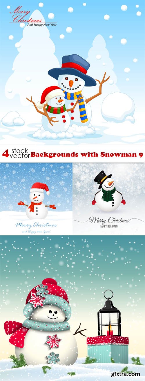 Vectors - Backgrounds with Snowman 9