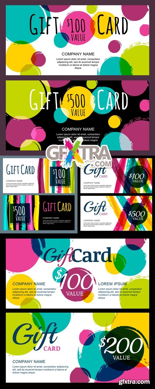 Colorful Gift Cards Vector