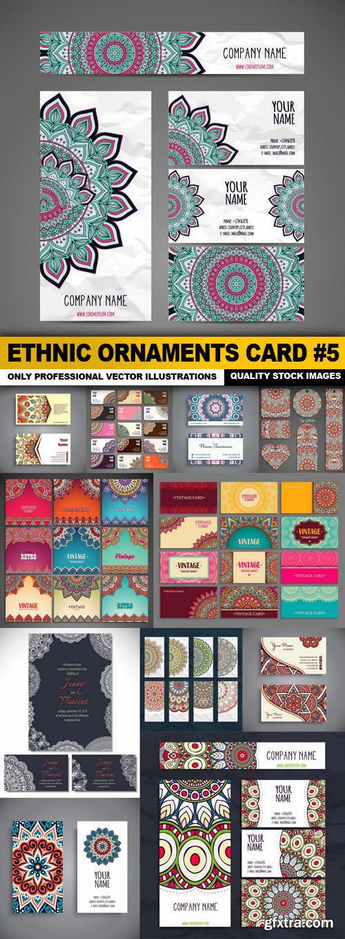 Ethnic Ornaments Card #5 - 12 Vector