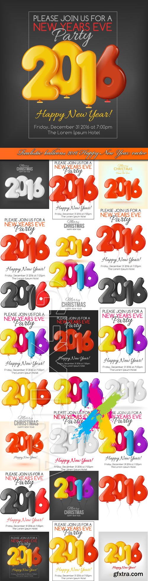 Realistic balloons 2016 Happy New Year vector