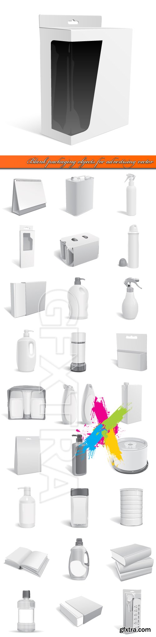 Blank packaging objects for advertising vector