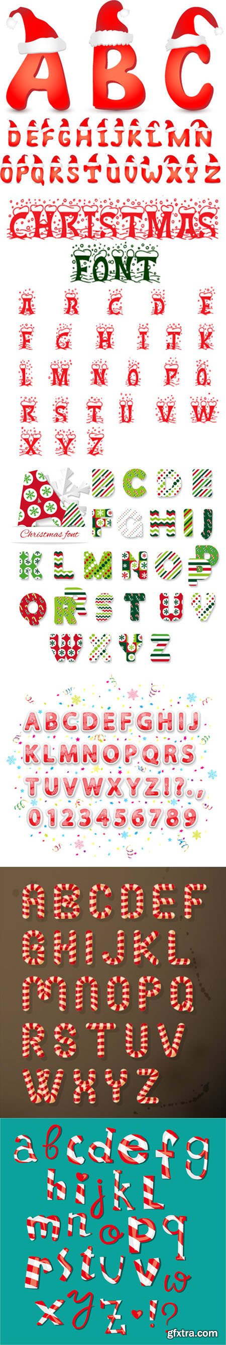 Christmas Alphabets with Numbers in Vector