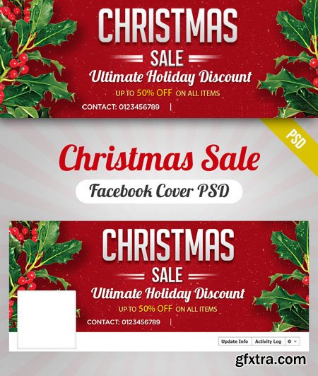 Christmas Sale Facebook Cover PSD Template