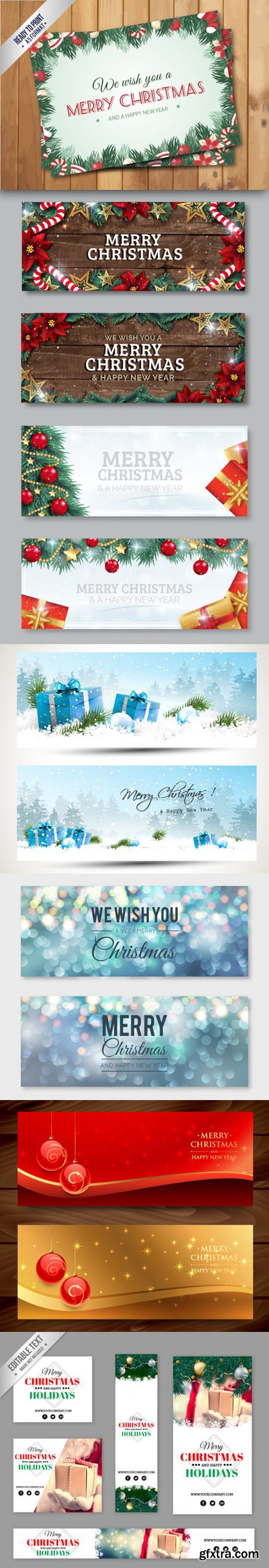 Christmas Banners and Cards Design Vector