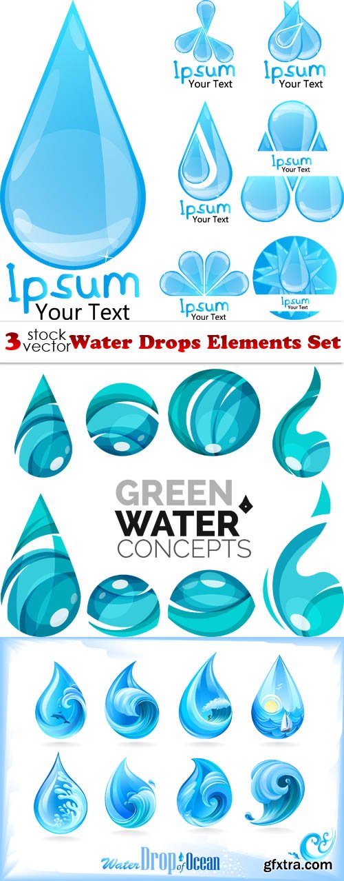Vectors - Water Drops Elements Set