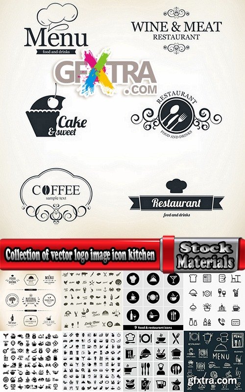 Collection of vector logo image icon kitchen meal food 25 EPS