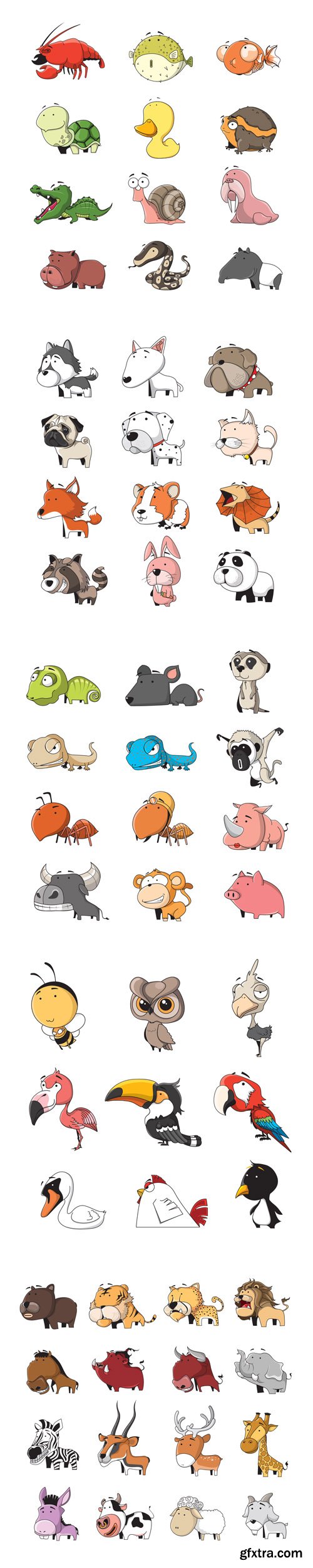 Cartoon animals set - Vectors A000030