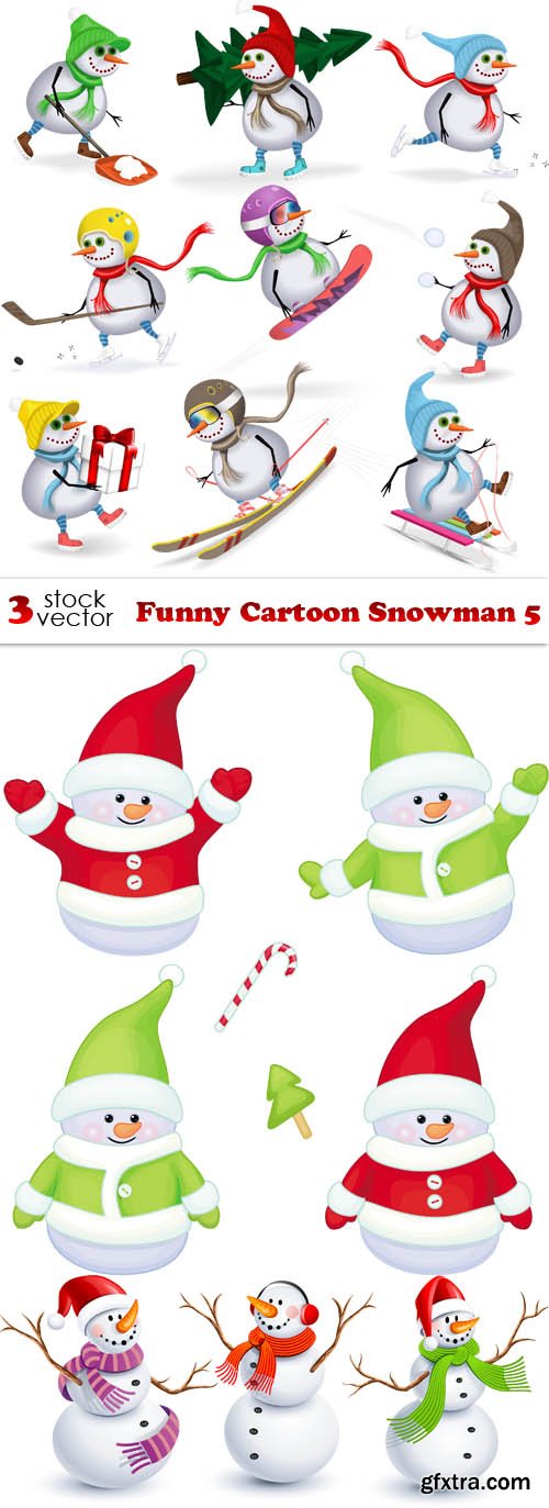 Vectors - Funny Cartoon Snowman 5