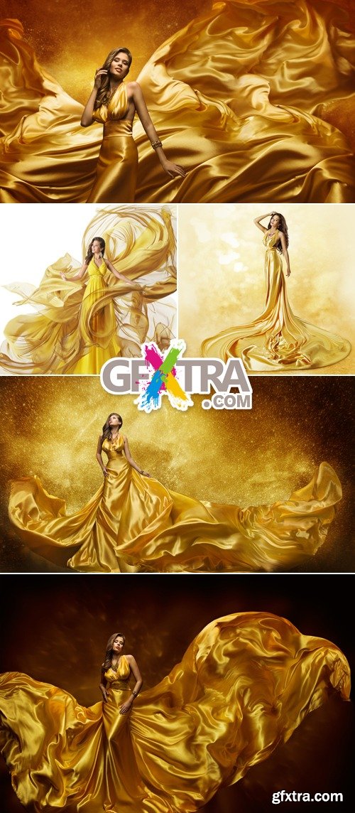 Stock Photo - Woman Wearing Golden Dress