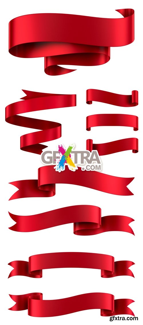 Stock Photo - Red Ribbons Isolated