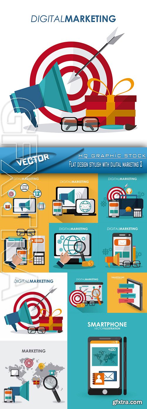 Stock Vector - Flat design stylish with dijital marketing 2