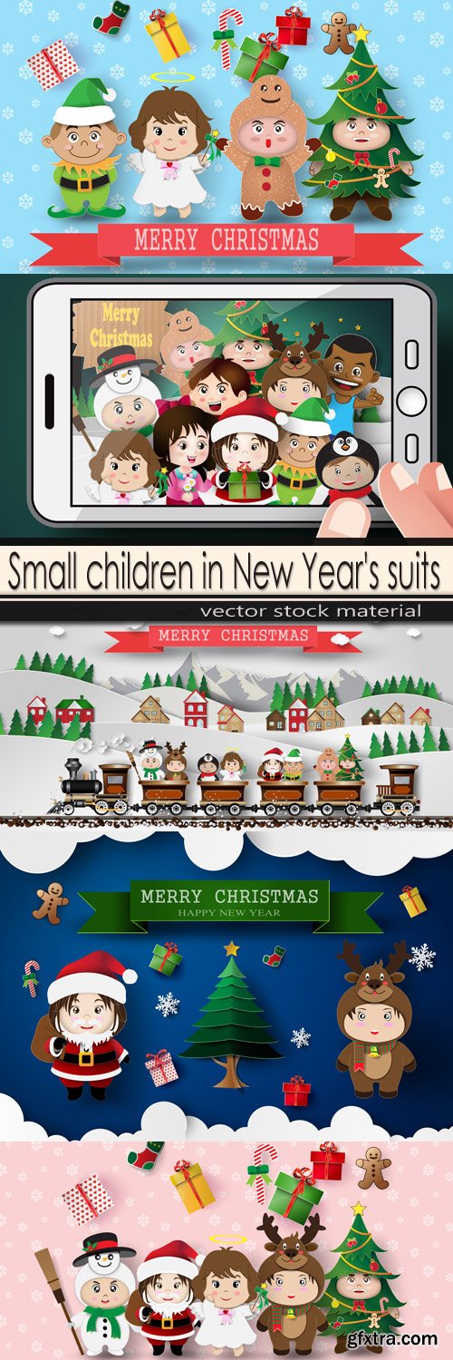Small children in New Year\'s suits