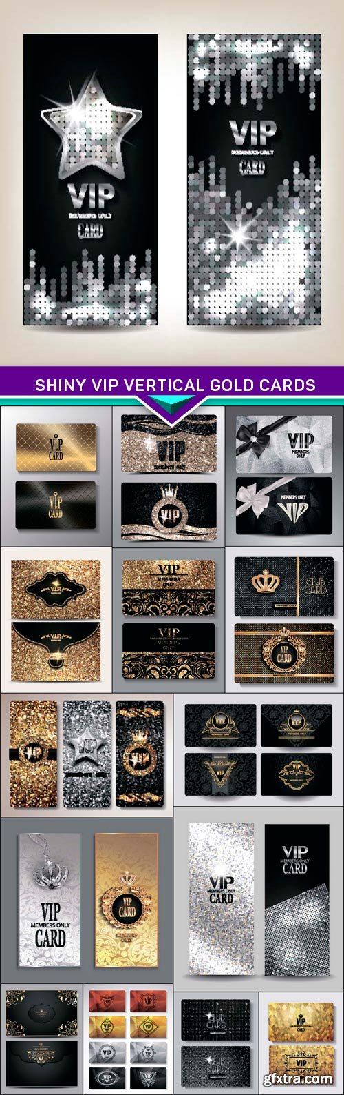 Shiny VIP vertical gold cards 15x EPS