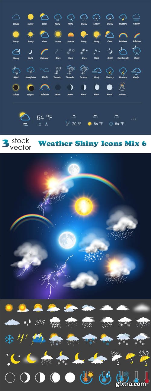Vectors - Weather Shiny Icons Mix 6