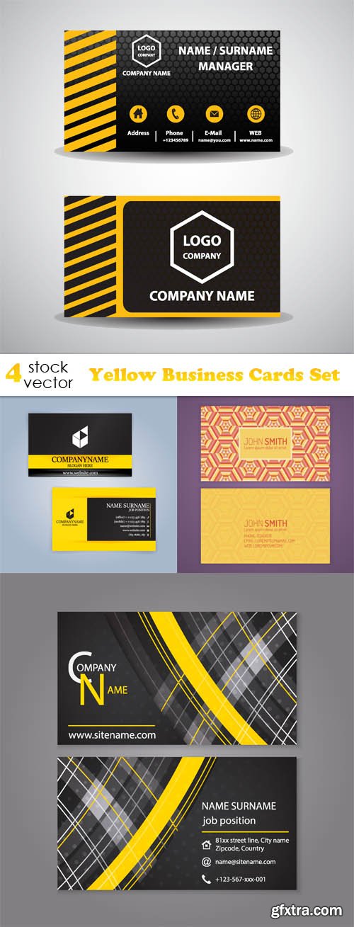 Vectors - Yellow Business Cards Set